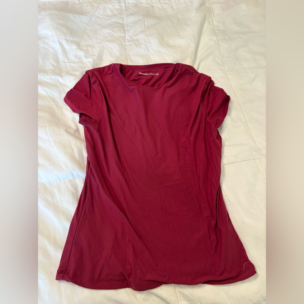 Abercrombie & Fitch Women's Short Sleeve Crewneck Top - Maroon